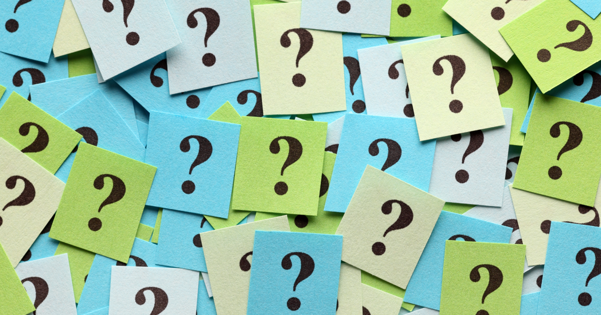 FAQ Question Marks On Felt Paper Blue And Green 1800X900